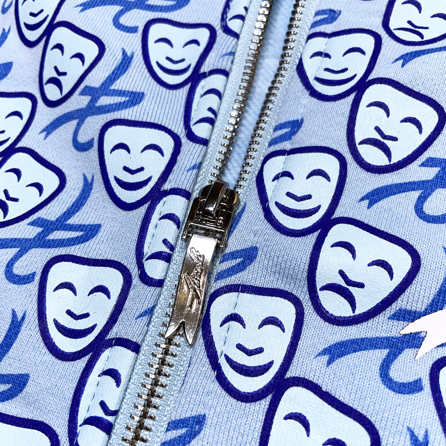 1st All Over Print Leather Mask Zip Up Blue